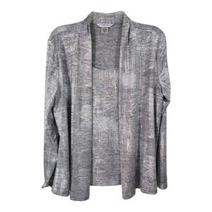 Allison Daley silver cardigan and tank set size petite medium